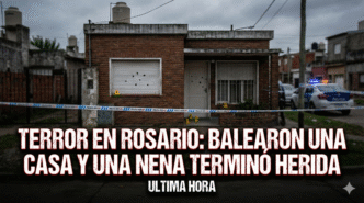 Miniatura gráfica de noticia que muestra una casa baleada con cinta policial y el texto: TERROR EN ROSARIO: BALEARON UNA CASA Y UNA NENA TERMINÓ HERIDA - ULTIMA HORA.