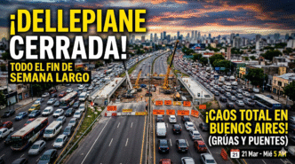 Caos vehicular, grúas y embotellamiento por el corte total en Autopista Dellepiane debido a las obras del puente ferroviario durante el fin de semana largo.