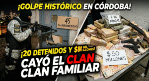 Megaoperativo FPA Córdoba narcotráfico clan familiar 20 detenidos 50 millones secuestrados drogas armas