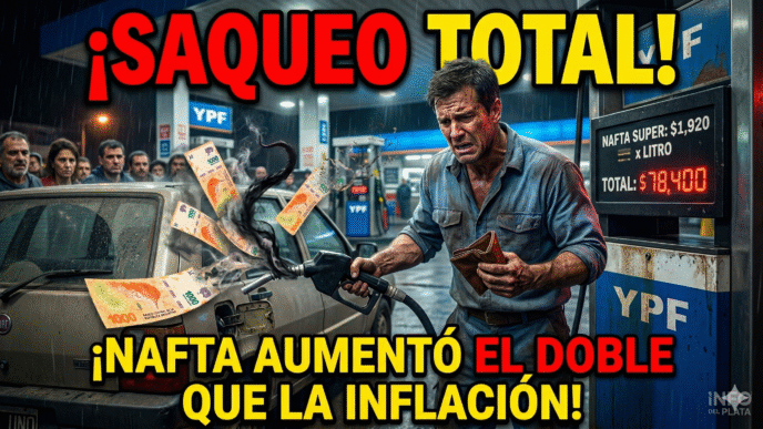 Hombre desesperado en surtidor de YPF por el aumento de la nafta súper que duplica la inflación en Argentina marzo 2026.