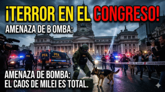 Operativo policial de la Brigada de Explosivos frente al Congreso de la Nación tras una grave amenaza de bomba durante el gobierno de Javier Milei.