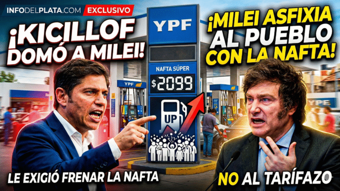Axel Kicillof criticando al gobierno de Javier Milei por el brutal aumento de la nafta en YPF tras el fallo judicial.