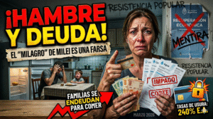 Familia argentina desesperada y endeudada para poder comer y pagar las tarifas de luz y gas debido al ajuste y la crisis económica del gobierno de Milei.