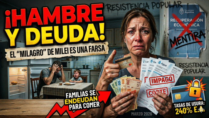 Familia argentina desesperada y endeudada para poder comer y pagar las tarifas de luz y gas debido al ajuste y la crisis económica del gobierno de Milei.