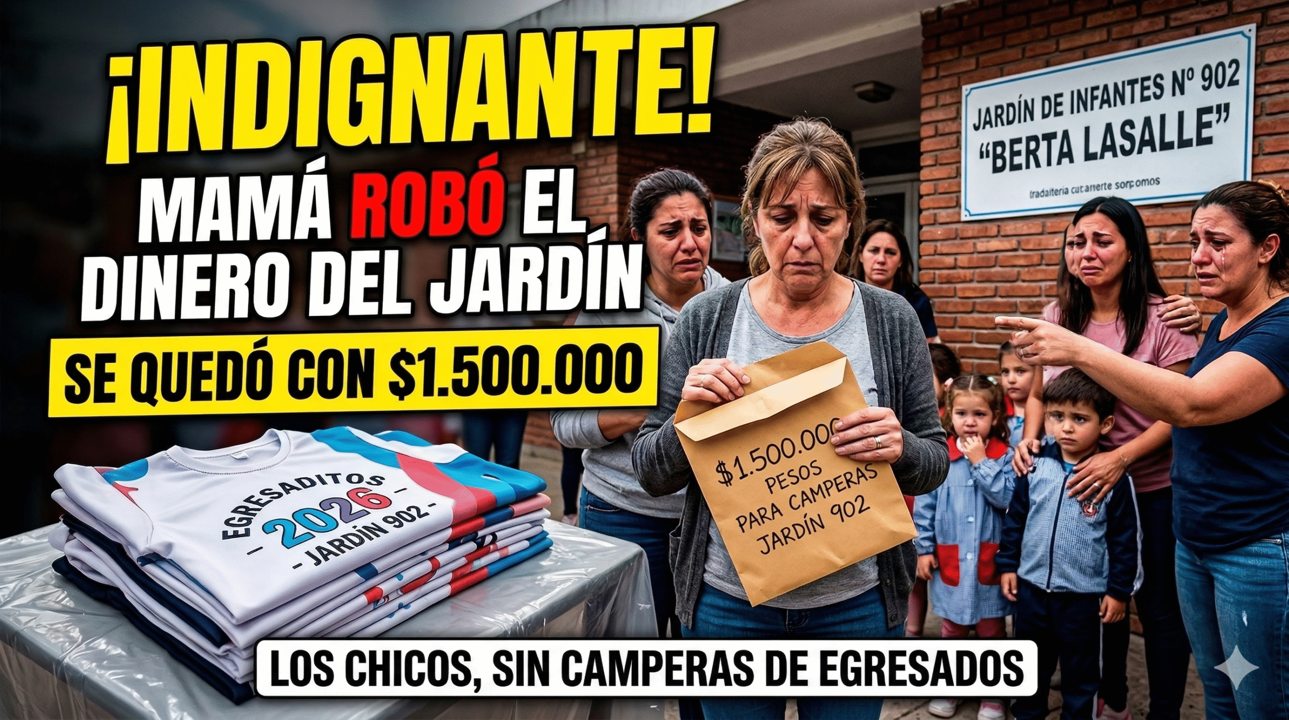 Estafa millonaria camperas de egresados Jardin 902 Alejandro Korn. Madre robó el dinero de los niños en medio de la crisis.
