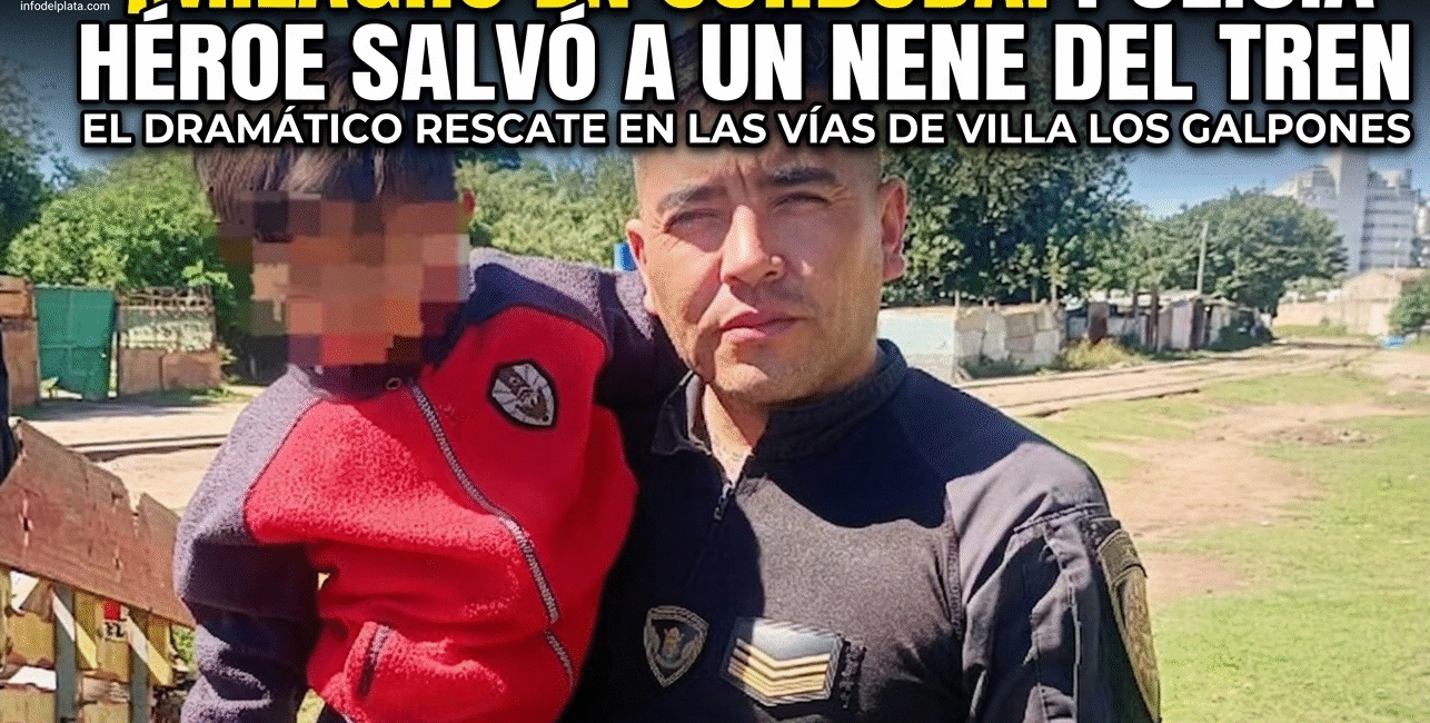 Policía héroe rescata a un niño de las vías del tren en Córdoba a centímetros de ser arrollado