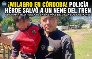 Policía héroe rescata a un niño de las vías del tren en Córdoba a centímetros de ser arrollado