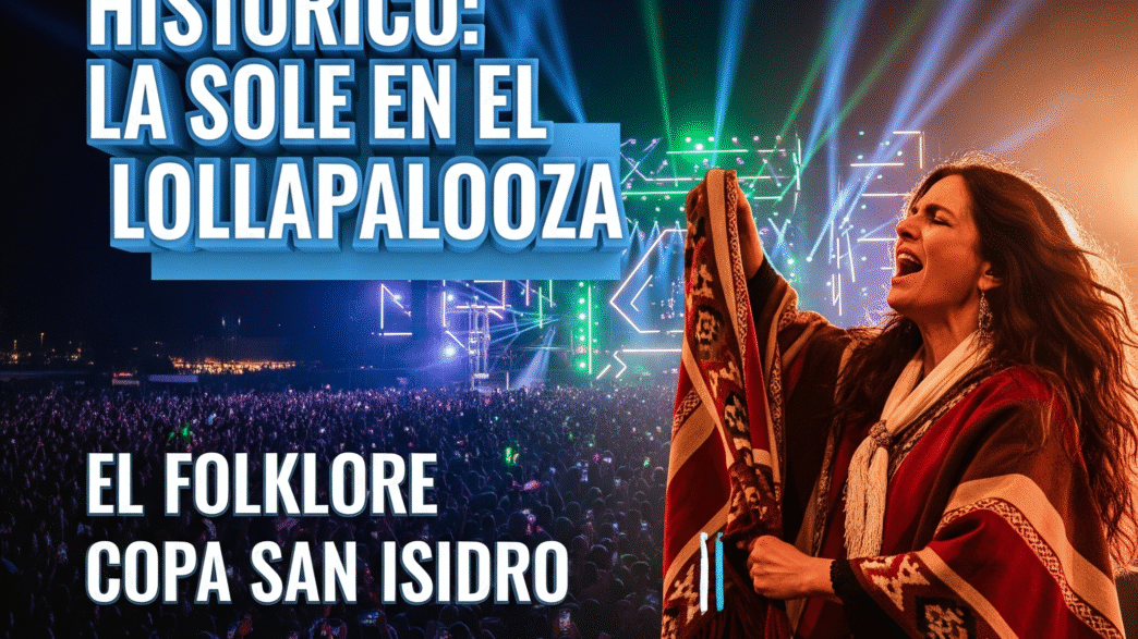 Soledad Pastorutti cantando y revoleando el poncho en el escenario principal del Lollapalooza 2026.