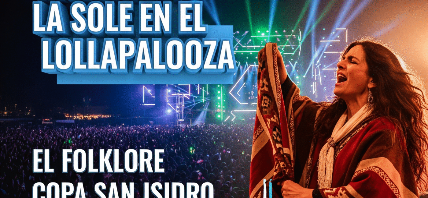 Soledad Pastorutti cantando y revoleando el poncho en el escenario principal del Lollapalooza 2026.