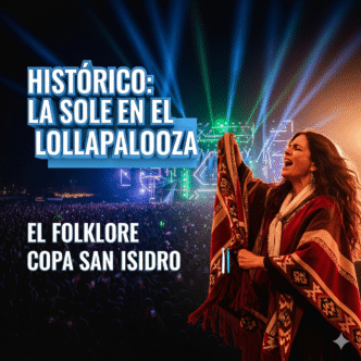 Soledad Pastorutti cantando y revoleando el poncho en el escenario principal del Lollapalooza 2026.