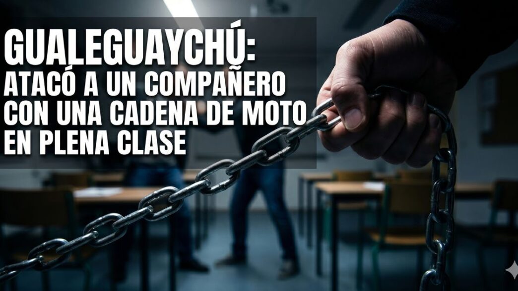 Ataque en escuela de Gualeguaychú: joven detenido tras golpear a sus compañeros con una cadena de moto en plena clase