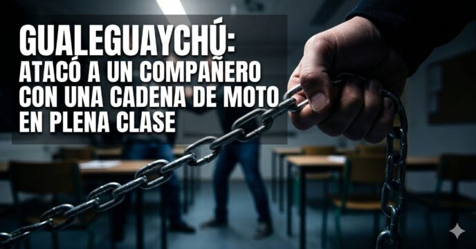 Ataque en escuela de Gualeguaychú: joven detenido tras golpear a sus compañeros con una cadena de moto en plena clase