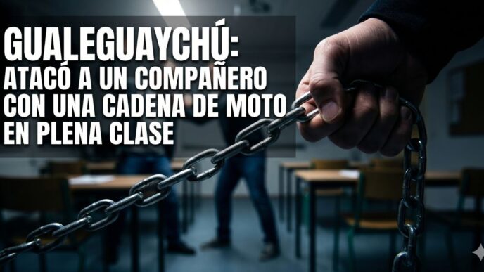 Ataque en escuela de Gualeguaychú: joven detenido tras golpear a sus compañeros con una cadena de moto en plena clase