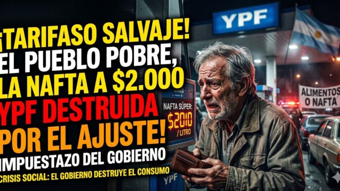 Jubilado desesperado con la billetera vacía frente a un surtidor de YPF. Tarifazo del Gobierno, aumento de nafta a 2000 pesos en mayo 2026 y profunda crisis social en Argentina.
