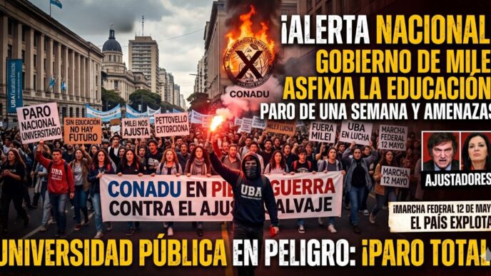Paro universitario nacional contra el ajuste de Milei y Pettovello. Marcha federal universitaria del 12 de mayo por la Ley de Financiamiento.