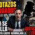 Manuel Adorni atornillado a su escritorio de la Casa Rosada, con expresión de pánico y sudoroso, mientras un mazo de la justicia lo acecha. Incluye textos grandes y rojos: ¿MANOTAZOS DE AHOGADO? ADORNI SE ATORNILLA. JUSTICIA LE PISA LOS TALONES. ENRIQUECIMIENTO ILÍCITO: ACORRALADO.