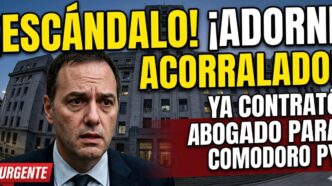 Manuel Adorni con cara de preocupación frente a los tribunales de Comodoro Py. Escándalo por enriquecimiento ilícito y corrupción en el gobierno de Javier Milei.