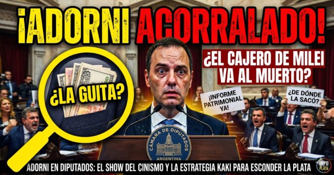 Manuel Adorni transpirando y acorralado en la Cámara de Diputados rindiendo cuentas por su enriquecimiento ilícito y los dólares de la casta libertaria.