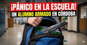 Pistola escondida en la mochila de un alumno de 12 años en una escuela de Córdoba. El terror en las aulas y la violencia escolar por el abandono del Estado y el ajuste.