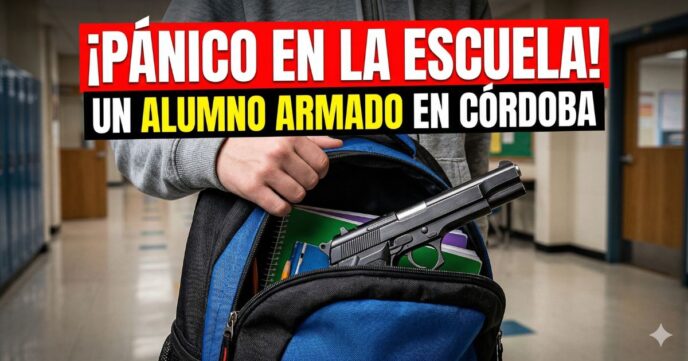 Pistola escondida en la mochila de un alumno de 12 años en una escuela de Córdoba. El terror en las aulas y la violencia escolar por el abandono del Estado y el ajuste.
