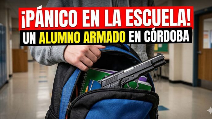 Pistola escondida en la mochila de un alumno de 12 años en una escuela de Córdoba. El terror en las aulas y la violencia escolar por el abandono del Estado y el ajuste.