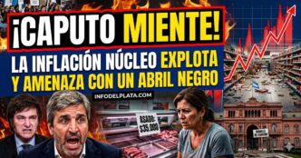 Javier Milei y Luis Caputo frente a un gráfico de inflación en rojo, góndolas vacías y precios inalcanzables. Crisis económica Argentina 2026.