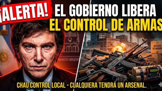 Javier Milei liberando el control de armas en Argentina. Arsenal de fusiles, pistolas y explosivos sin control municipal tras la escandalosa medida del RENAR y el Gobierno Nacional.
