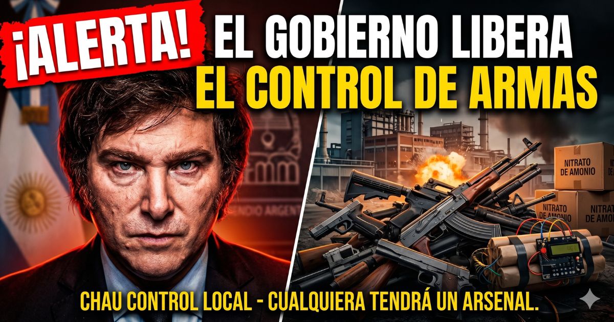 Javier Milei liberando el control de armas en Argentina. Arsenal de fusiles, pistolas y explosivos sin control municipal tras la escandalosa medida del RENAR y el Gobierno Nacional.