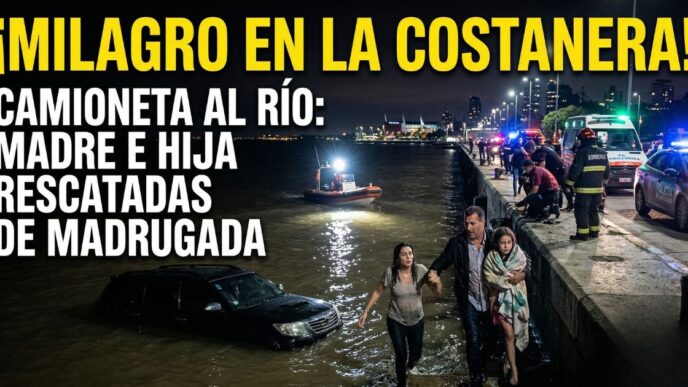 Rescate heroico de madre e hija tras caer con su camioneta al Río de la Plata. Milagro en la Costanera.