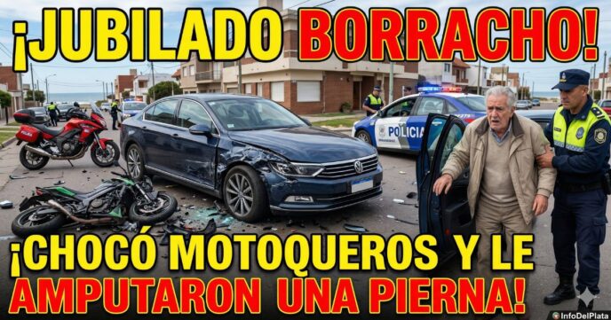 Choque y persecución en Mar del Plata jubilado borracho embiste moto robada accidente amputacion policia