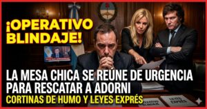Reunión de urgencia de la mesa política de Javier y Karina Milei para blindar a Manuel Adorni en Casa Rosada ante el escándalo.