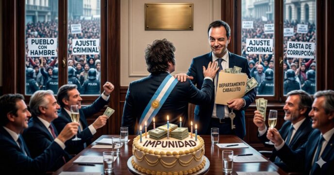 Javier Milei respaldando a Manuel Adorni en la Casa Rosada en medio del escandalo por enriquecimiento ilicito y el ajuste al pueblo