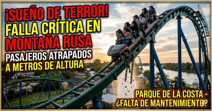 Montaña rusa rota en el Parque de la Costa con pasajeros atrapados en las alturas por falta de mantenimiento
