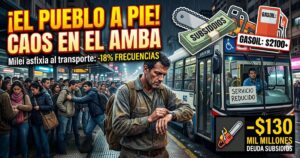 Multitud de trabajadores esperando el colectivo en el AMBA por la reducción de frecuencias y la crisis de transporte causada por el gobierno de Javier Milei.