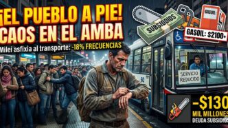 Multitud de trabajadores esperando el colectivo en el AMBA por la reducción de frecuencias y la crisis de transporte causada por el gobierno de Javier Milei.