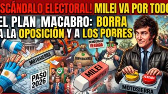 Motosierra de Milei cortando urnas PASO y borrando a la oposición para vender la democracia argentina a corporaciones.