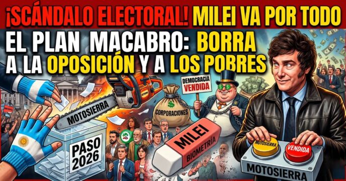 Motosierra de Milei cortando urnas PASO y borrando a la oposición para vender la democracia argentina a corporaciones.
