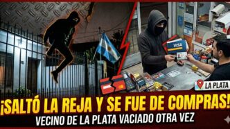 Inseguridad en San Carlos: delincuente saltando reja y comprando con tarjetas robadas en La Plata.