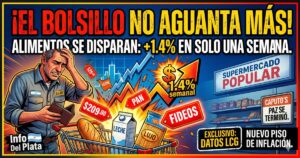 Hombre angustiado mirando su billetera vacía frente a precios de alimentos por las nubes. Inflación de abril, ajuste de Milei y Caputo destruyen el bolsillo de los argentinos.