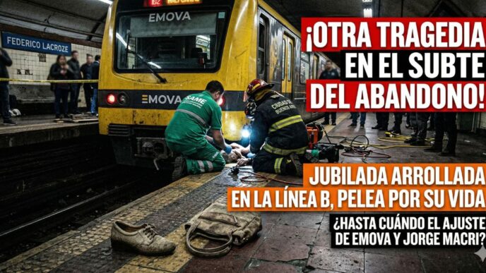 Rescate dramático de jubilada arrollada en subte Línea B estación Federico Lacroze por desidia de Emova y ajuste del Gobierno.