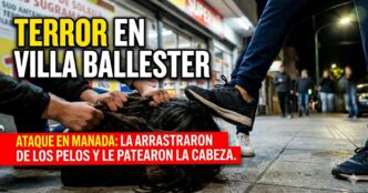 Captura del brutal ataque en manada a una adolescente en Villa Ballester. Muestra el momento exacto de la salvaje agresión en la vereda a metros de la escuela.