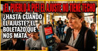 Pasajera con cara de desesperación frente a la máquina validadora de la tarjeta SUBE por el brutal tarifazo y aumento de boletos de colectivo y trenes en mayo 2026. Ajuste al transporte en el AMBA.