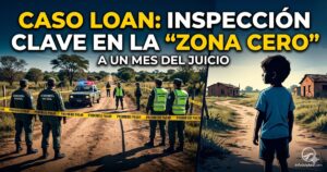 Imagen ilustrativa del Caso Loan con Gendarmería Nacional custodiando la zona cero en 9 de Julio, Corrientes. Operativo judicial clave a un mes del juicio por la desaparición del menor.