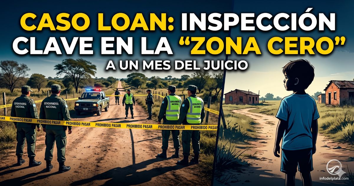 Imagen ilustrativa del Caso Loan con Gendarmería Nacional custodiando la zona cero en 9 de Julio, Corrientes. Operativo judicial clave a un mes del juicio por la desaparición del menor.