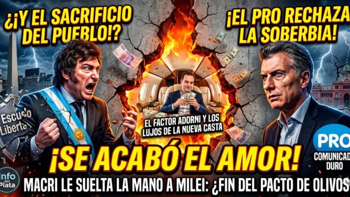 Interna Milei Macri al rojo vivo: ruptura por el escándalo de corrupción y los lujos de Adorni mientras el gobierno ajusta al pueblo.
