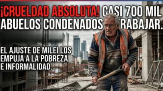 Jubilado trabajando en una obra en construcción por el ajuste de Milei. Casi 700 mil abuelos empujados a la pobreza extrema y la precarización laboral en Argentina.