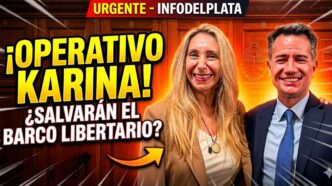 Karina Milei y Martín Menem sonriendo en el Congreso de la Nación durante el operativo de emergencia para salvar a La Libertad Avanza de la crisis.