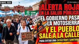 Multitudinaria Marcha Federal por la Salud en Plaza de Mayo contra el ajuste a los hospitales y recortes al PAMI del gobierno de Javier Milei.