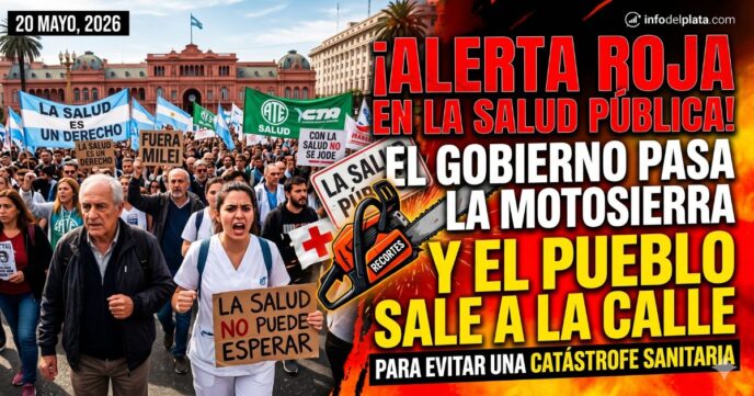 Multitudinaria Marcha Federal por la Salud en Plaza de Mayo contra el ajuste a los hospitales y recortes al PAMI del gobierno de Javier Milei.