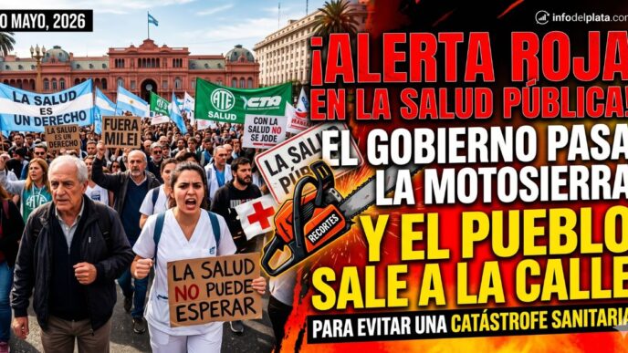Multitudinaria Marcha Federal por la Salud en Plaza de Mayo contra el ajuste a los hospitales y recortes al PAMI del gobierno de Javier Milei.